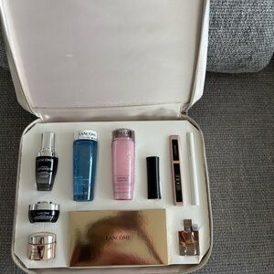 LANCOME Luxury Gift Set – Full & Travel Sizes + Large-rose Embossed Pouch
